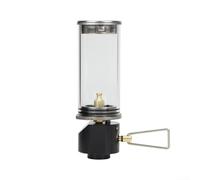 Mini lanterne à gaz portable avec couvercle en verre résistant à la chaleur Cadre en alliage d'aluminium Lampe d'extérieur pour randonnée, pêche, voyage, pique-nique 42 x 40 x 105 mm Noir