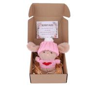 Mini Lapin de Pâques Enveloppé dans une Boîte, Petite Peluche de Lapin de Poche, Amour et Soutien Émotionnel avec Carte d'Inspiration, Soulagement de l'Anxiété, Jouet de Pâques pour Enfants et Adultes