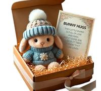 Mini Lapin En Peluche Fait Main, Adorable Cadeau De PâQues, PréSenté Dans Une BoîTe. Peluche Douce Et RéConfortante, CrochetéE Au Crochet, Avec Carte Inspirante Pour Enfant, Famille Et Amis (Blue)