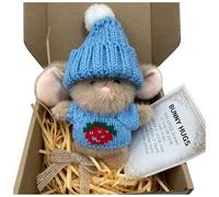 Mini lapin Hug Cute Easter Gift - 4 couleurs - Mini lapin lapin dans une boîte - Support émotionnel - Poupée faite à la main - Pour enfants, adultes, famille (bleu)