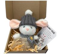 Mini lapin mignon en forme de lapin, 4 couleurs, mini lapins lapins dans une boîte, support émotionnel, poupée faite à la main, pour enfants, adultes, famille (gris)