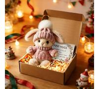 Mini lapin mignon fait à la main, cadeau de Pâques 2026, nouveau lapin en peluche, dans une boîte avec carte, panier de Pâques pour femme et homme, pour anniversaire, fête des mères, Saint-Valentin