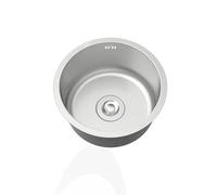Mini Lavabo Cuisine Rond,Evier inox - Petit évier de cuisine - 1 bac - Argenté- Avec tuyau d'évacuation - Type de montage : installation par le haut et la base (Ø 36cm)