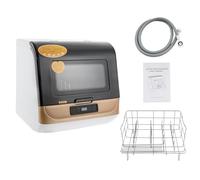 Mini Lave-Vaisselle 800W IPX1 Lave-Vaisselle de Table avec 3 Programmes de Lavage, Lave-Vaisselle Petit pour Bureau, Camping, Camping-Car, Espace pour 12-20 Places, 45 x 40 x 44,8 cm (Or)