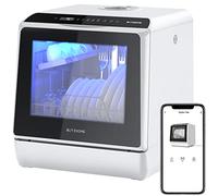 Mini lave-vaisselle BLITZHOME, contrôle par application, 6 programmes, lave-vaisselle de table intelligent et portable avec réservoir d'eau de 5L, utilisable avec ou sans raccordement à l'eau, séchage