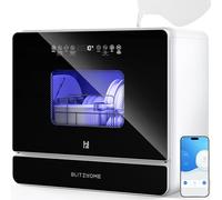 Mini lave-vaisselle, BLITZHOME lave-vaisselle petit compact contrôle smart app, 9 programmes, réservoir d'eau de 5,2L, utilisable avec ou sans raccordement à l'eau, séchage,départ différé,pour camping