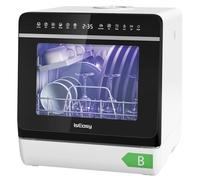 Mini lave-vaisselle de Table 950 W avec Fonction Sel Adoucissant, 5L Réservoir d'eau Amovible, 7 Programmes, Haute Température de 72 °C, écran LED et Commande Tactile pour Appartement, Camping