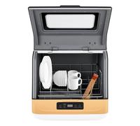 Mini lave-vaisselle de table, avec 3 programmes de lavage, 800 W, haute température, contrôle tactile et fonction de séchage, IPX1, 4 à 6 couverts, pour cuisine, camping-car, camping, doré