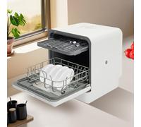 Mini lave-vaisselle de table, utilisable avec ou sans raccordement d'eau, avec réservoir d'eau de 5 l et 4 programmes, pour appartements, camping, camping-cars et dortoirs