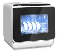 Mini lave-vaisselle - HOMCOM - compact - 4 couverts - 6 programmes, commandes tactiles - PP, ABS - 45 x 44 x 45,8 cm - blanc