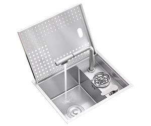 Mini-Lave-Vaisselle Invisible En Acier Inoxydable Avec Couvercle de Robinet, Idéal Pour Les Petits Espaces, Les Appartements Et Les Camping-Cars./Argent/45 * 38 * 22Cm