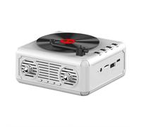 Mini lecteur CD rétro avec récepteur Bluetooth intégré et haut-parleurs stéréo, lecteur de disque vinyle portable pour divertissement, anniversaire et Noël, compatible carte TF/carte mémoire/aux
