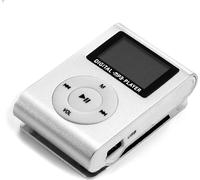Mini lecteur de musique MP3 portable Clip-on en mŽtal Lecteur MP3 avec support d'Žcran LCD Carte TF Application large Argent