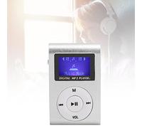 Mini Lecteur de Musique MP3 Portable, Mini Lecteur Multimédia à écran LCD BackClip, Prise en de la Carte Mémoire jusqu'à 32 Go, Longue Durée de Vie de la Batterie, (Argent)