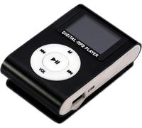 Mini lecteur de musique portable MP3 avec boîtier métallique et design clip à l'arrière, mini écran LCD, noir