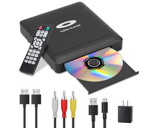 Mini Lecteur DVD HD avec HDMI, 1080p région Free Lecteur DVD pour Smart TV, câble de Sortie HDMI/RCA Inclus, Faible Bruit, PAL/NTSC intégré, Lecteur CD pour la Maison