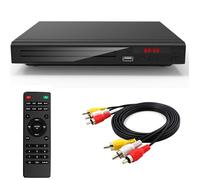 Mini Lecteur DVD pour TV filaires - Port USB 2.0, Multi-Format DVD/CD/MP3/JPEG, PAL/NTSC intégré, Télécommande Câble AV Inclus -Noir