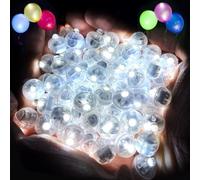 Mini LED a Pile Sans Fil 100 Pièces Ballon Lumineux LED Lampion Petite Lumiere led Blanc Boule Mini Rond Lampe pour Mariage, Anniversaire, Halloween, Noël