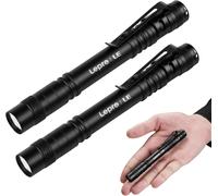 Mini Led Torch, 13 Cm Portable Lightweight Flashlight, 3 Lighting Modes, Waterproof Torch Battery With Clip, Perfect For Camping Hiking Emergency Inspection Repair, Pack Of 2