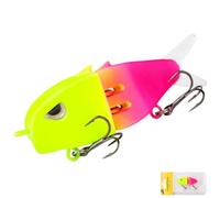 Mini leurre flottant pour la pêche à la perche, coulement lent, large S-Motion, leurre dur multisegment avec palmes en caoutchouc souple pour eau douce et eau salée (G)