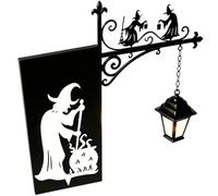 Mini Library Lantern - Metal 10.04 Inch | Halloween LED Book Lamp Witch