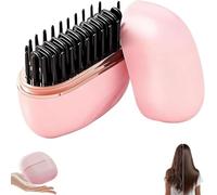 Mini Lisseur À Cheveux, Mini Peigne Lissant Sans Fil, 2 En 1 Avec 3 Réglages De Température, Brosse Coiffante Anti-Brûlure Pour Tous Types De Cheveux Pour Voyages Et Maison (Rose)