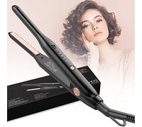 Mini Lisseur Cheveux Court,HyAdierTech 2 en 1 Mini fer à Lisser en Céramique, Petit fer à Lisser Portable 150℃- 210℃, Double Tension, Convient aux hommes et aux femmes aux cheveux courts,Noir