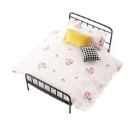 Mini lit de vintage, matelas à l'échelle 1:12, cadre en fer forgé avec fonction de construction durable, petit lit de avec style antique, lits de jeu pour garçons et filles, miniature