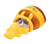 Mini lit pour animaux de compagnie épais - Design de lit pour chat avec pot de miel avec couche intérieure douce et chaude, tente pour animaux de compagnie qui réchauffe l'hiver pour le confort canin