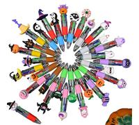 Mini Lot de Stylo Halloween Stylo 4 Couleurs Retractable, Kawaii en Forme de Citrouille, Fantôme et Chauve-Souris, Petit Cadeau Halloween Enfant (10)