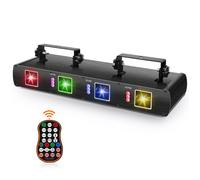 Mini Lumières de Scène - JAJALUYA 4Laser + 9LED DMX DJ Effet éclairage pour bar club fête spectacle