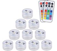 Mini Lumières Led 10pcs Submersible, Aled Light Lampe Sous-Marines Étanche Rgb Multicolore Bougies Led Éclairage Avec 2 Télécommandes Pour Piscine Étang Aquarium Vase Décoration Multicolore