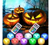 Mini Lumières LED Submersible - Led Lampe Aquarium,Lampe sous Marines Étanche RGB Multicolore Bougies Éclairage avec 2 Télécommandes pour Piscine Étang Halloween Citrouille Vase Décoration 10 pièces