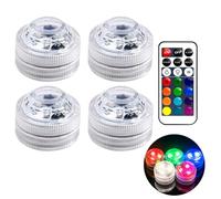 Mini Lumières LED Submersible Lumière LED Submersible Lampes Sous-Marines avec Télécommande Lampes Multicolores RGB Submersibles pour Piscine Vase Spa Aquarium Étang 4 Pièces