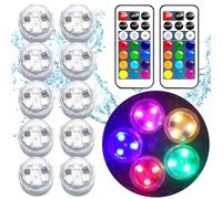 Mini lumières LED submersibles avec télécommande, étanches, à piles, changement de couleur RVB pour vase, centre de table, décoration de fontaine, Halloween, fête de mariage