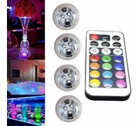 Mini lumières LED submersibles avec télécommande, petites bougies chauffe-plat sous-marines IP67 étanches, lumières multicolores sans flamme RGB, alimentées par piles, pour vase, piscine, bassin