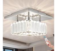 Mini lustre en cristal Grande lampe de plafond en cristal ronde Suspension LED pour couloir escalier (blanc froid)(sjt carré dimmable)