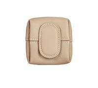 Mini Lychee Pattern Coin Purse, Solid Color Buckle Key Earphone Storage Bag, Casual Change Pouch for Daily Use, Solid-Color Snap-Closure Key Earphone Storage Pouch (Milk Tea Color)