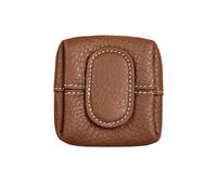 Mini Lychee Pattern Coin Purse, Solid Color Buckle Key Earphone Storage Bag, Casual Change Pouch for Daily Use, Solid-Color Snap-Closure Key Earphone Storage Pouch (Reddish Brown)