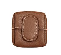 Mini Lychee Pattern Coin Purse, Solid Color Buckle Key Earphone Storage Bag for Women (Milk Coffee)