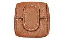 Mini Lychee Pattern Coin Purse, Solid Color Small Zipper Change Pouch with Key Buckle, Compact Mini Pouch for Purse & Daily Use (Milk Tea)