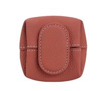 Mini Lychee Pattern Coin Purse - Top Grain Leather Small Wallet with Zipper & Key Buckle, Solid Color Casual Storage Pouch for Coins, Keys, Earphones & Daily Essentials (#12)