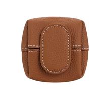 Mini Lychee Pattern Coin Purse - Top Grain Leather Small Wallet with Zipper & Key Buckle, Solid Color Casual Storage Pouch for Coins, Keys, Earphones & Daily Essentials (#6)