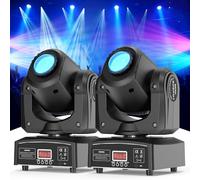 Mini Lyre LED 50W Lumière de Scène Tête Mobile, RGBW Jeux de Lumiere 8 Motifs 8 Couleurs Effets Lumineux Focalisables DMX512 Commande Vocale pour Karaokés Bars Scènes Fête DJ 2PCS