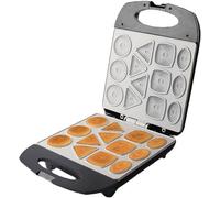 Mini machine à biscuits gaufrée électrique antiadhésive, machine à biscuits 1400 W, chauffage double face/faire 4 crêpes de formes différentes/faire 13 biscuits, for le petit déjeuner