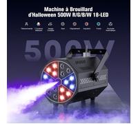 Mini machine à brouillard 500 W -UKING- 18 LED RGB -télécommande -LED Auto-chasing, Jump, Pulse, Strobe Mode et 7 couleurs-pack de