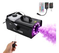 Mini machine à brouillard Halloween 1200 W 20 000 m³/min émission de | Machine à brouillard d'Halloween - Effets LED - Réservoir de liquide de 2,5 l - 12 lumières LED RVB et 4 modes d'éclairage