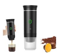 Mini machine à café expresso électrique portable 3 en 1 sans fil 15 bars de pression, cafetière rechargeable auto-chauffante avec café moulu et capsule pour camping-car, randonnée