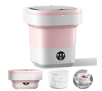 Mini Machine À Laver 12L, Machine a Laver Portable avec Panier d’Essorage Amovible Pliable et Compacte - 3 Modes Tactiles pour Les Appartements, Les dortoirs et Camping, Rose