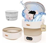 Mini Machine à Laver,15 L Machine a laver Portable avec Amovible& Panier D'essorage Pliable,3 Modes de Nettoyage,Washing Machine Pliables pour Sous-Vêtements et Petits Vêtements (Kaki)